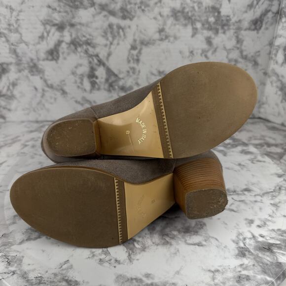 Garnet Hill Womens Gianna Back Zip Heeled Ankle Boots Size 8 Taupe Suede Italy - Picture 6 of 9